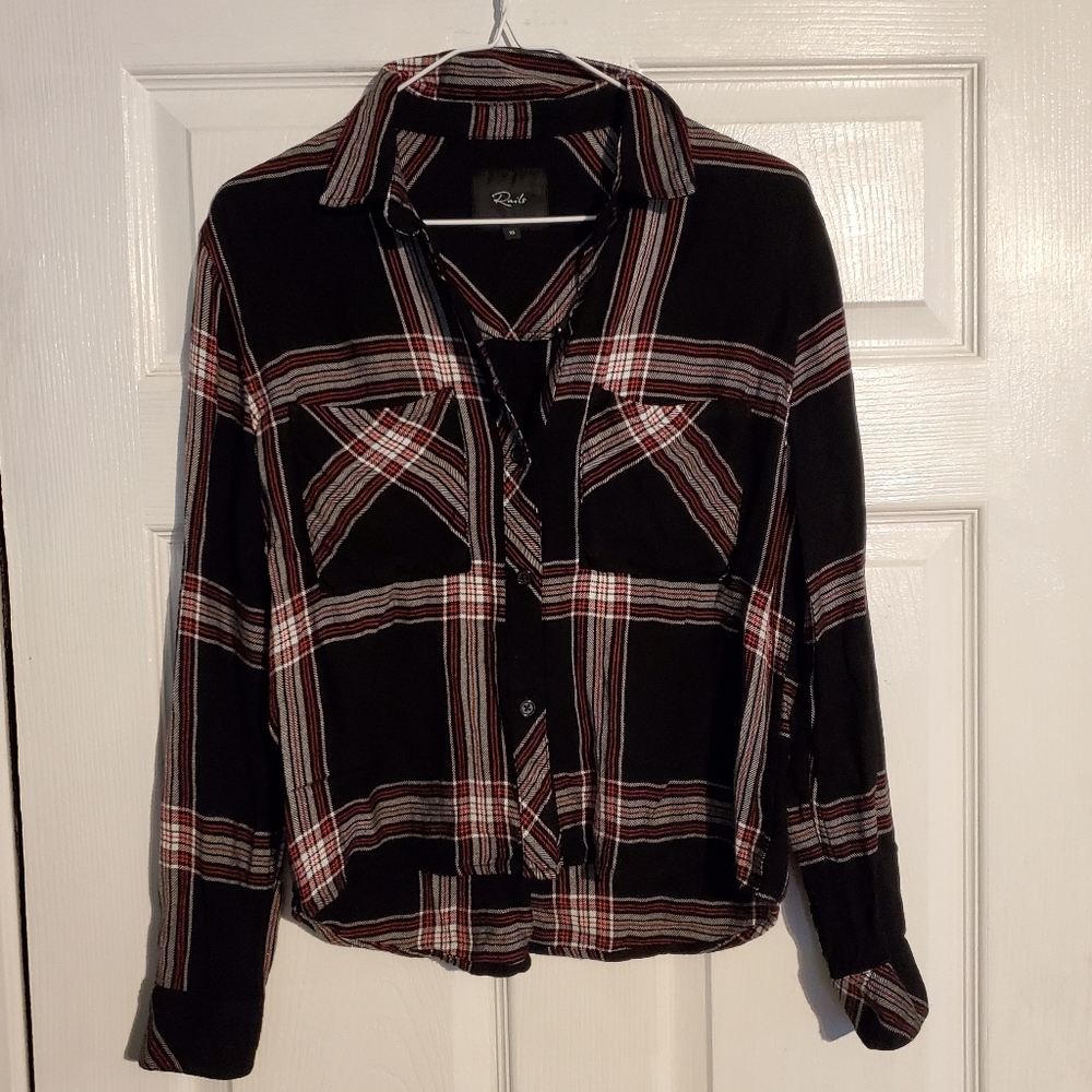 Rails Dylan Jet/White/Ruby Plaid Button Down - image 3